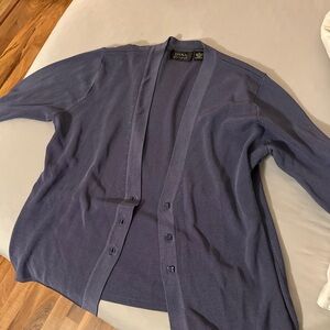 Dusty Blue 100% Silk Cardigan Sweater and Matching Tank